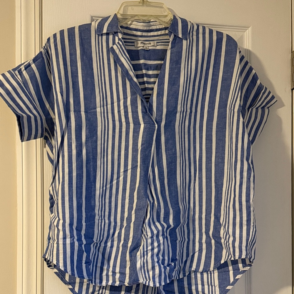 Madewell Navy and White Striped Shirt